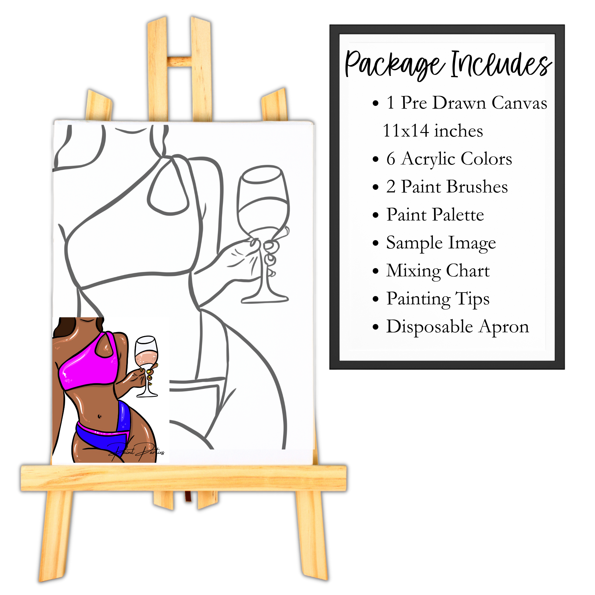 6 DIY Paint Party Canvas, Sip and Paint Canvas Kits, Paint and Sip Canvas 