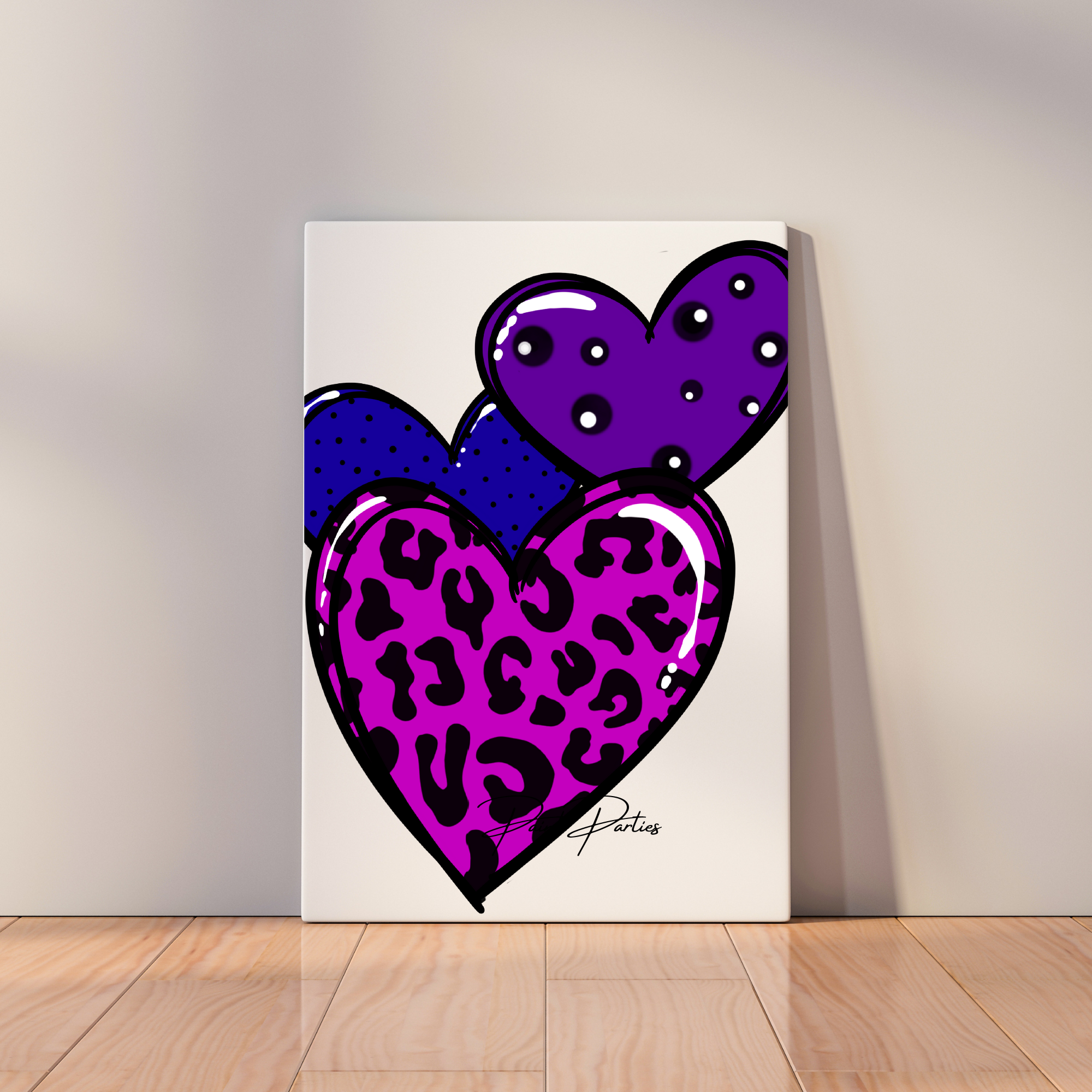 The Purple Toe Heart & Key Pre Drawn Canvas Painting Kit - 12”X16” (2 Pack) Sip and Paint Kit for Adult’s - Pre-Drawn Canvas Bundle Party Pack 