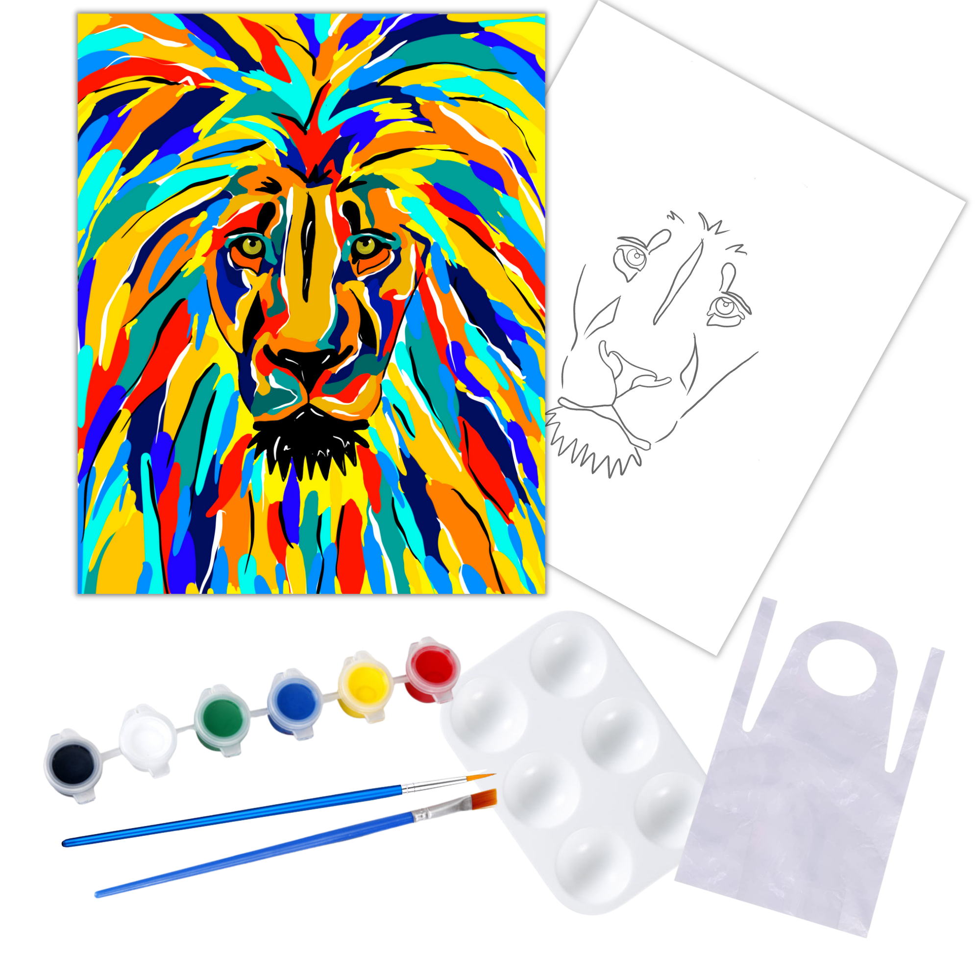Paint by Numbers for Kids, LION Animal, DIY Paint Kit for Beginner